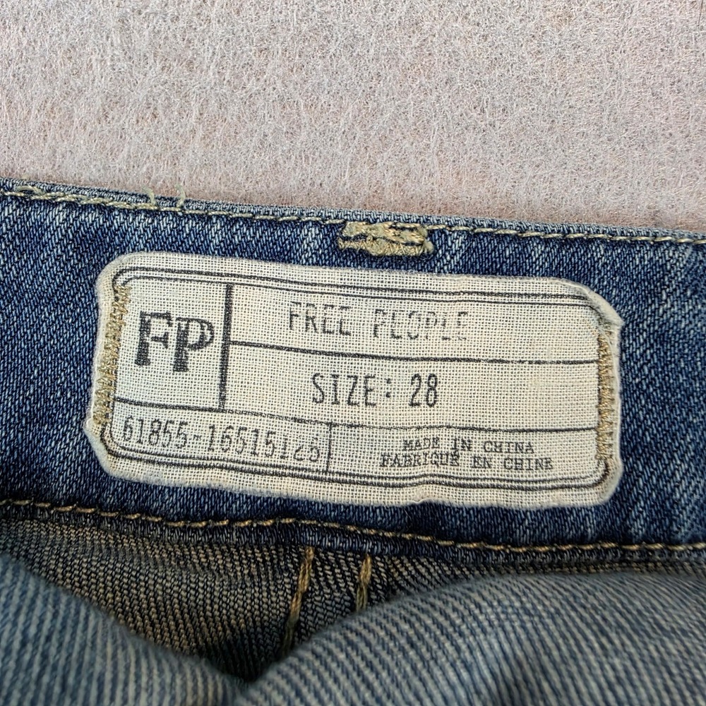 Free People Denim Overalls 28 Stretch Cross Back Adjustable Straps Straight Leg - Picture 5 of 11